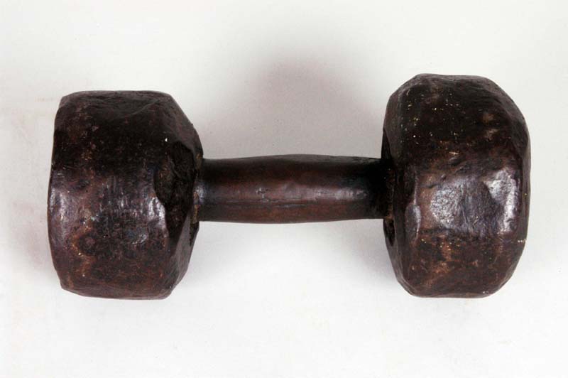 A dumbbell used by George Armstrong Custer during his stay at Ft. Hays, forged in iron by the fort's blacksmith Thomas Kennedy. (source)
