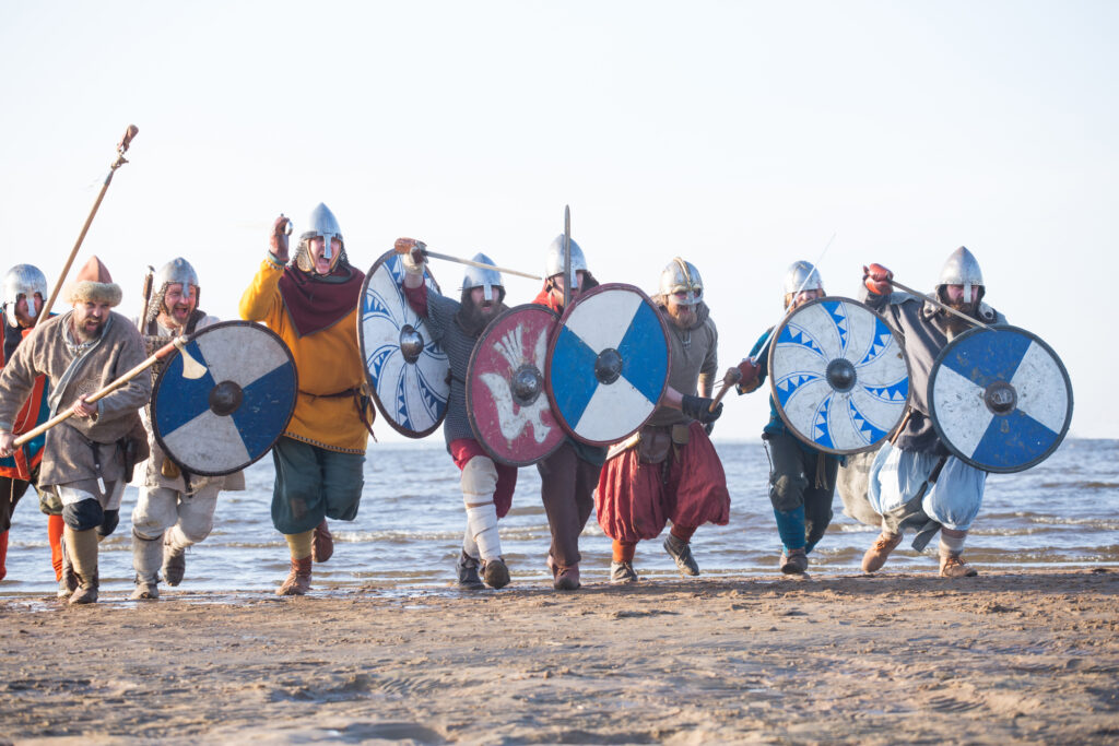 Slavic warriors reeanctors fight