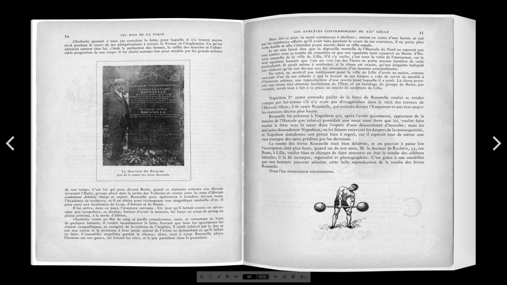 'The earliest known mention of a barbell appears in Les Rois de la Force' (The Kings of Strength) by Edmond Desbonnet (1911)